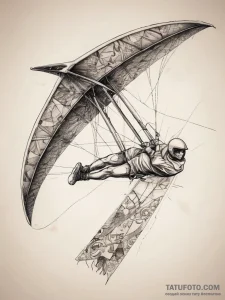 Tattoo sketch hang gliding a person with a gl... - эскиз тату (№1757444550_0, 09.09.2025 19:02) — Tatufoto.com