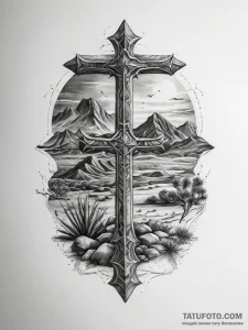 Tattoo sketch desert, ink illustration for ta... - эскиз тату (№1757444744_0, 09.09.2025 19:05) — Tatufoto.com
