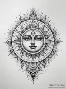 Tattoo sketch geometric sun - эскиз тату (№1757448062_0, 09.09.2025 20:01) — Tatufoto.com