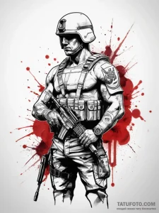 Tattoo sketch soldier with a letter, concept... - эскиз тату (№1757448260_0, 09.09.2025 20:04) — Tatufoto.com