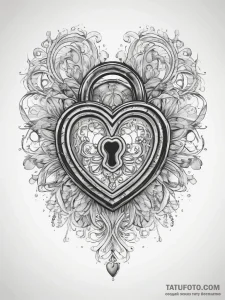 Tattoo sketch узор в виде сердца с замком - эскиз тату (№1757448654_0, 09.09.2025 20:10) — Tatufoto.com