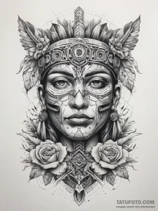Tattoo sketch native american totem pole, tat... - эскиз тату (№1757450224_0, 09.09.2025 20:37) — Tatufoto.com