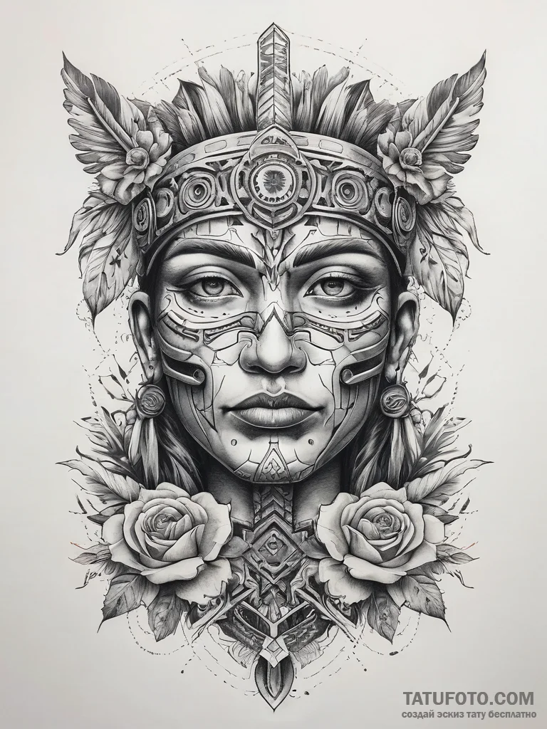 Tattoo sketch native american totem pole, tat... - эскиз тату (№1757450224_0, 09.09.2025 20:37) — Tatufoto.com