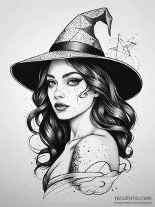 Tattoo sketch ведьма, artistic tattoo sketch,... - эскиз тату (№1757450615_0, 09.09.2025 20:43) — Tatufoto.com