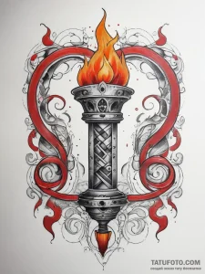 Tattoo sketch kaunan rune with a torch and a... - эскиз тату (№1757450813_0, 09.09.2025 20:46) — Tatufoto.com