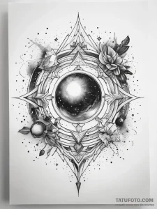 Tattoo sketch cosmic cosmos - эскиз тату (№1757453972_0, 09.09.2025 21:39) — Tatufoto.com