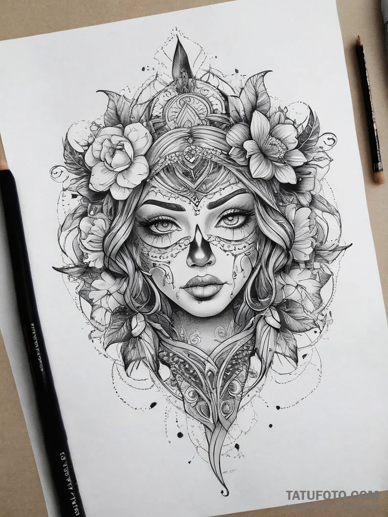 Tattoo sketch ceramic - эскиз тату (№1757454773_0, 09.09.2025 21:52) — Tatufoto.com