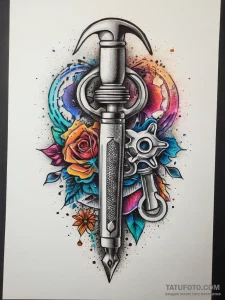 Tattoo sketch screwdriver and a wrench, tatto... - эскиз тату (№1757456170_0, 09.09.2025 22:16) — Tatufoto.com