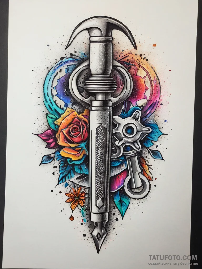 Tattoo sketch screwdriver and a wrench, tatto... - эскиз тату (№1757456170_0, 09.09.2025 22:16) — Tatufoto.com
