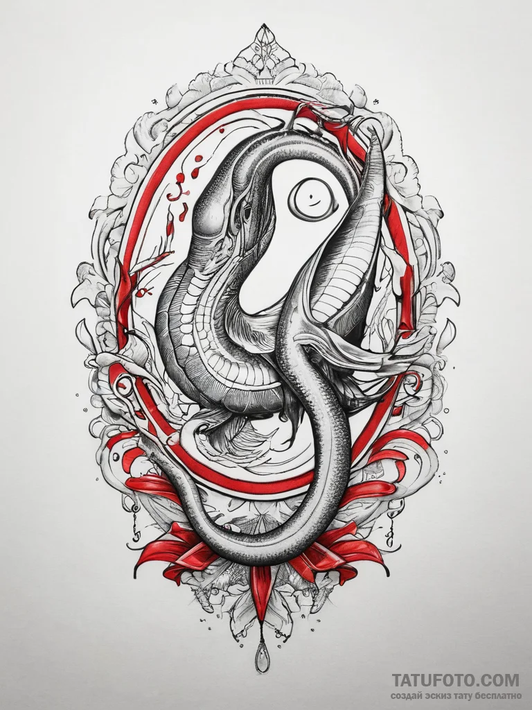 Tattoo sketch ribbon eel, tattoo line art, fi... - эскиз тату (№1757456952_0, 09.09.2025 22:29) — Tatufoto.com