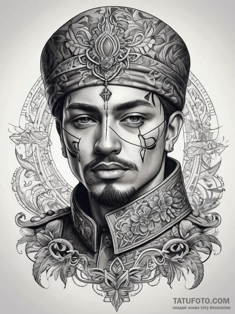 Tattoo sketch soldier with a portrait, artist... - эскиз тату (№1757457341_0, 09.09.2025 22:35) — Tatufoto.com