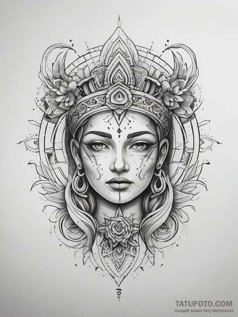 Tattoo sketch spiritual representation, tatto... - эскиз тату (№1757457552_0, 09.09.2025 22:39) — Tatufoto.com