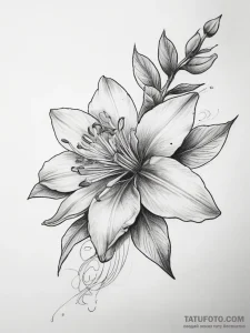Tattoo sketch honeysuckle flower - эскиз тату (№1757458155_0, 09.09.2025 22:49) — Tatufoto.com