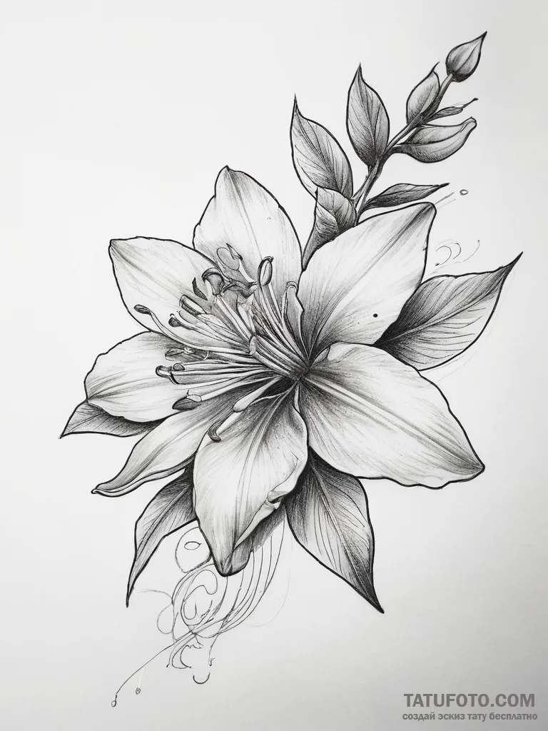Tattoo sketch honeysuckle flower - эскиз тату (№1757458155_0, 09.09.2025 22:49) — Tatufoto.com