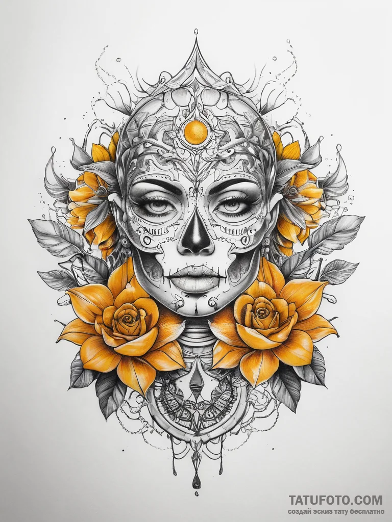 Tattoo sketch yellow - эскиз тату (№1757458349_0, 09.09.2025 22:52) — Tatufoto.com