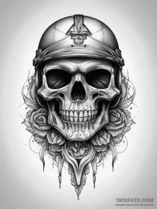 Tattoo sketch helmet with a skull, tattoo ske... - эскиз тату (№1757458758_0, 09.09.2025 22:59) — Tatufoto.com