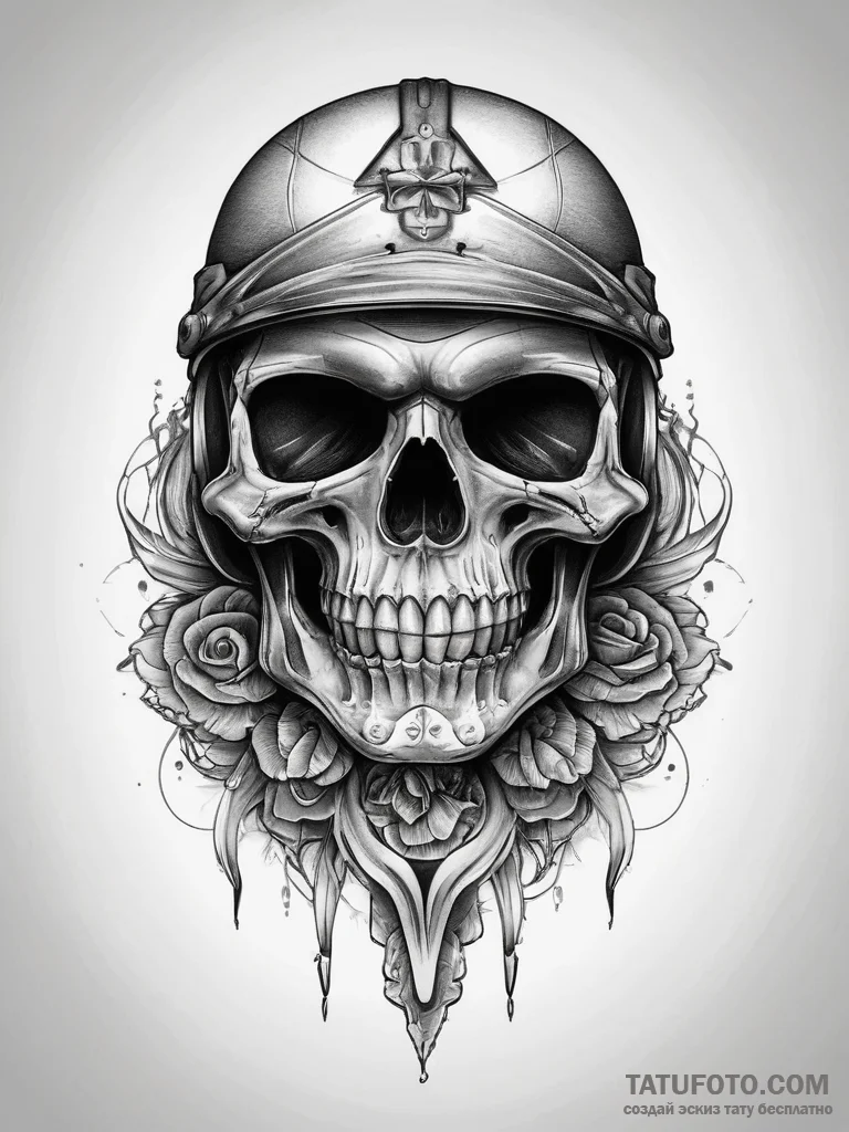 Tattoo sketch helmet with a skull, tattoo ske... - эскиз тату (№1757458758_0, 09.09.2025 22:59) — Tatufoto.com