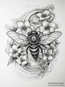 Tattoo sketch mason bee, tattoo line art, on... - эскиз тату (№1757460946_0, 09.09.2025 23:35) — Tatufoto.com