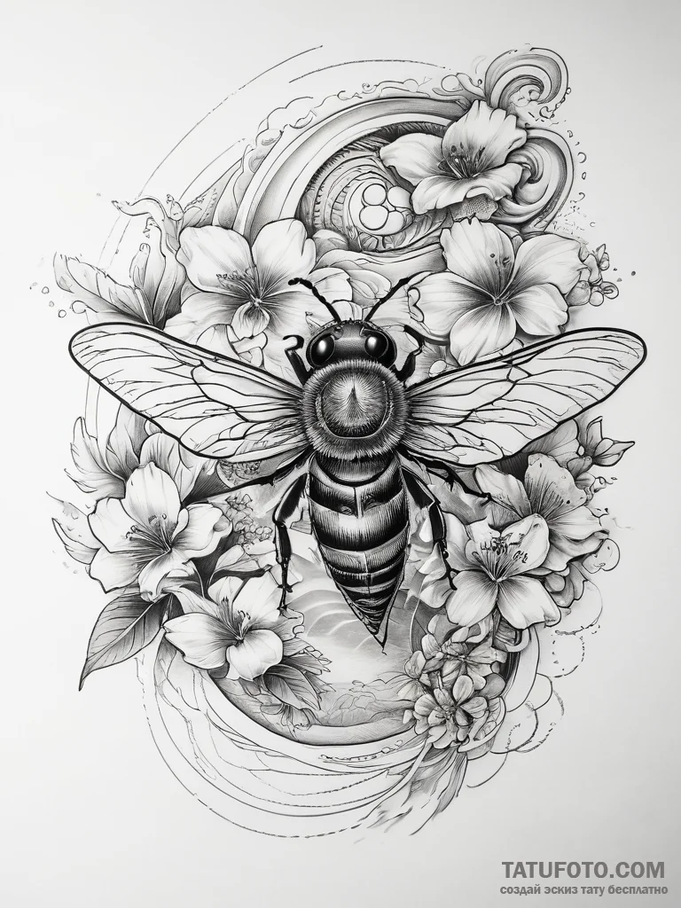 Tattoo sketch mason bee, tattoo line art, on... - эскиз тату (№1757460946_0, 09.09.2025 23:35) — Tatufoto.com