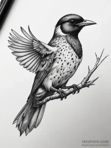 Tattoo sketch starling - эскиз тату (№1757462753_0, 10.09.2025 00:05) — Tatufoto.com