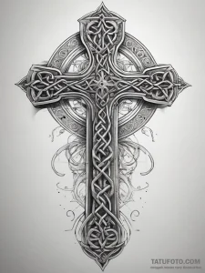 Tattoo sketch celtic cross with intricate kno... - эскиз тату (№1757466123_0, 10.09.2025 01:02) — Tatufoto.com