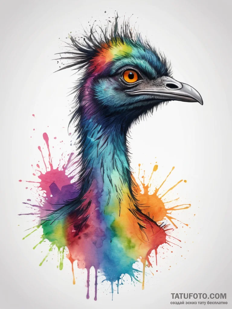 Tattoo sketch emu, tattoo sketch design, on a... - эскиз тату (№1757466709_0, 10.09.2025 01:11) — Tatufoto.com