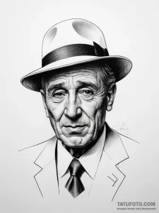 Tattoo sketch carlo gambino with a hat, ink i... - эскиз тату (№1757467107_0, 10.09.2025 01:18) — Tatufoto.com