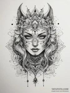 Tattoo sketch mystical self, tattoo sketch de... - эскиз тату (№1757467696_0, 10.09.2025 01:28) — Tatufoto.com