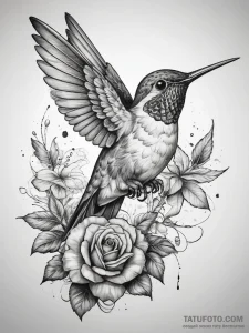 Tattoo sketch rufous hummingbird, tattoo line... - эскиз тату (№1757468682_0, 10.09.2025 01:44) — Tatufoto.com