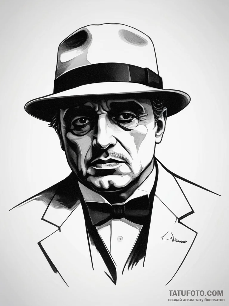 Tattoo sketch the godfather silhouette - эскиз тату (№1757469268_0, 10.09.2025 01:54) — Tatufoto.com