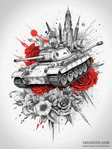 Tattoo sketch tank t-34, tattoo line art, on... - эскиз тату (№1757469460_0, 10.09.2025 01:57) — Tatufoto.com
