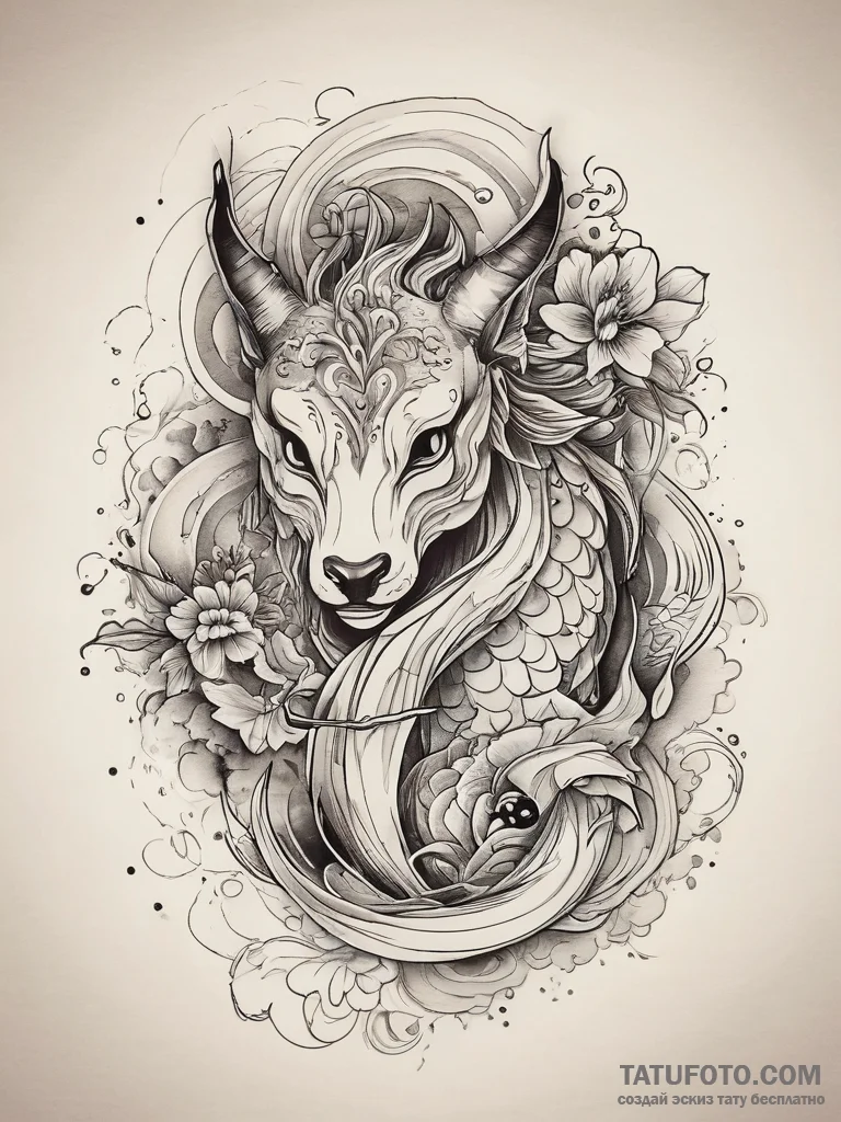 Tattoo sketch graceful fawn tattoo, tattoo fl... - эскиз тату (№1757470049_0, 10.09.2025 02:07) — Tatufoto.com