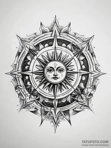 Tattoo sketch sun wheel symbol, tattoo flash... - эскиз тату (№1757471021_0, 10.09.2025 02:23) — Tatufoto.com