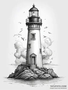 Tattoo sketch lighthouse - эскиз тату (№1757471979_0, 10.09.2025 02:39) — Tatufoto.com