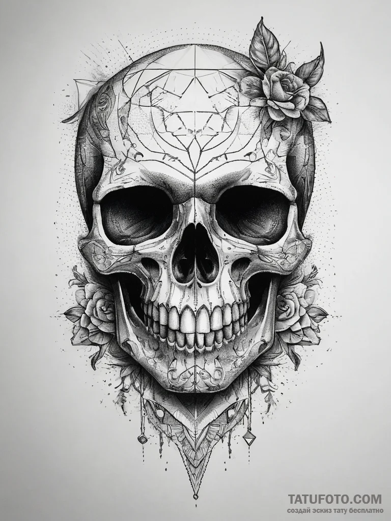 Tattoo sketch skull, tattoo sketch design, mu... - эскиз тату (№1757507711_0, 10.09.2025 12:35) — Tatufoto.com