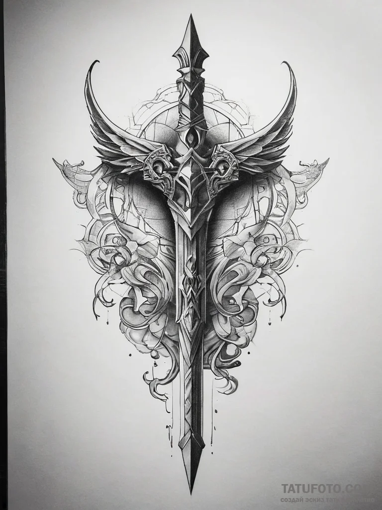 Tattoo sketch odin's spear gungnir - эскиз тату (№1757509071_0, 10.09.2025 12:57) — Tatufoto.com