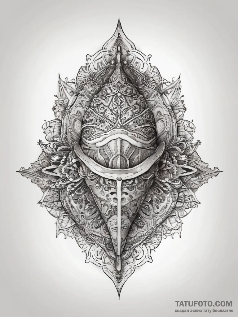 Tattoo sketch conch, ink illustration for tat... - эскиз тату (№1757510040_0, 10.09.2025 13:14) — Tatufoto.com