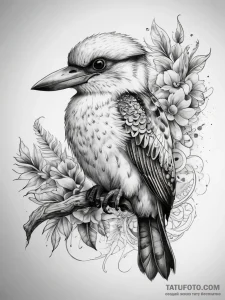 Tattoo sketch kookaburra, tattoo line art, on... - эскиз тату (№1757511418_0, 10.09.2025 13:36) — Tatufoto.com