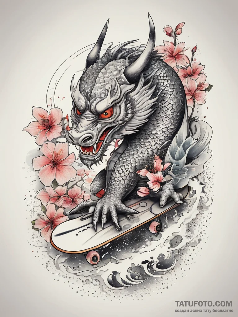 Tattoo sketch skater skate park scene, tattoo... - эскиз тату (№1757512404_0, 10.09.2025 13:53) — Tatufoto.com