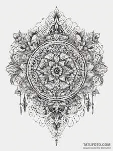 Tattoo sketch slavic embroidery pattern with... - эскиз тату (№1757513185_0, 10.09.2025 14:06) — Tatufoto.com