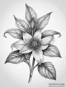 Tattoo sketch comfrey flower, tattoo line art... - эскиз тату (№1757513797_0, 10.09.2025 14:16) — Tatufoto.com