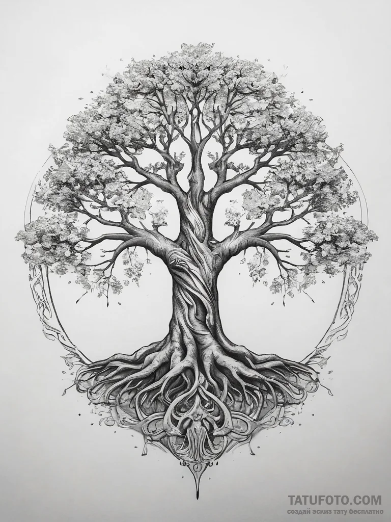 Tattoo sketch yggdrasil tree - эскиз тату (№1757514183_0, 10.09.2025 14:23) — Tatufoto.com