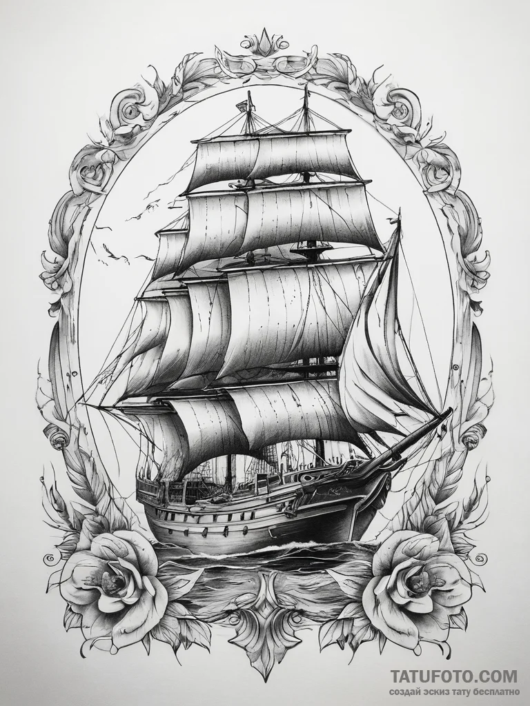 Tattoo sketch historical greek ship, tattoo s... - эскиз тату (№1757520316_0, 10.09.2025 16:05) — Tatufoto.com