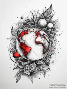 Tattoo sketch cosmic earth, tattoo line art,... - эскиз тату (№1757522673_0, 10.09.2025 16:44) — Tatufoto.com