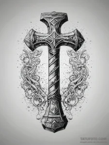 Tattoo sketch norse mjolnir hammer, tattoo fl... - эскиз тату (№1757526380_0, 10.09.2025 17:46) — Tatufoto.com