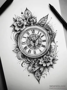 Tattoo sketch watch with a clock, tattoo flas... - эскиз тату (№1757526780_0, 10.09.2025 17:53) — Tatufoto.com