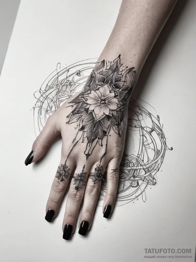 Tattoo sketch hands with a needle, artistic t... - эскиз тату (№1757527360_0, 10.09.2025 18:02) — Tatufoto.com