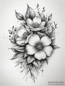 Tattoo sketch blossom, tattoo flash sheet des... - эскиз тату (№1757528327_0, 10.09.2025 18:18) — Tatufoto.com