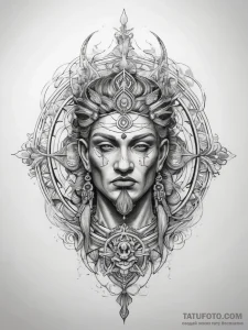 Tattoo sketch sacred character — эскиз тату (№1757529308_0, 10.09.2025 18:35) — Tatufoto.com
