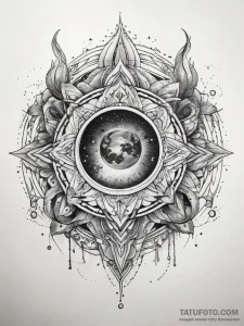 Tattoo sketch cosmic creation — эскиз тату (№1757529503_0, 10.09.2025 18:38) — Tatufoto.com